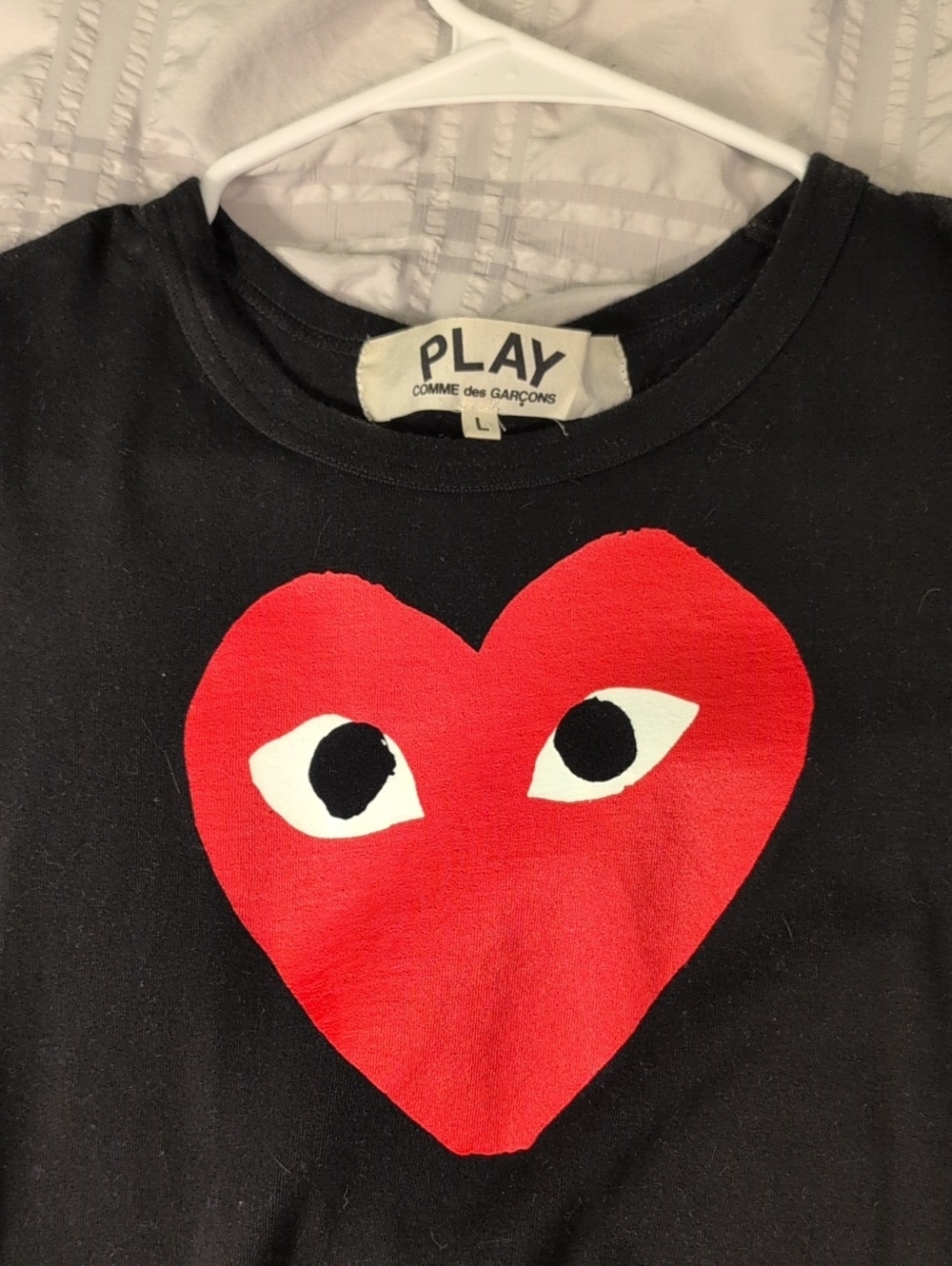 Comme des Garçons PLAY Black Tee with Red Heart Logo